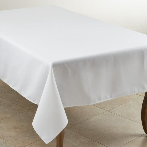 Saro Lifestyle Solid Color Everyday Tablecloth, White, 90" x 156"
