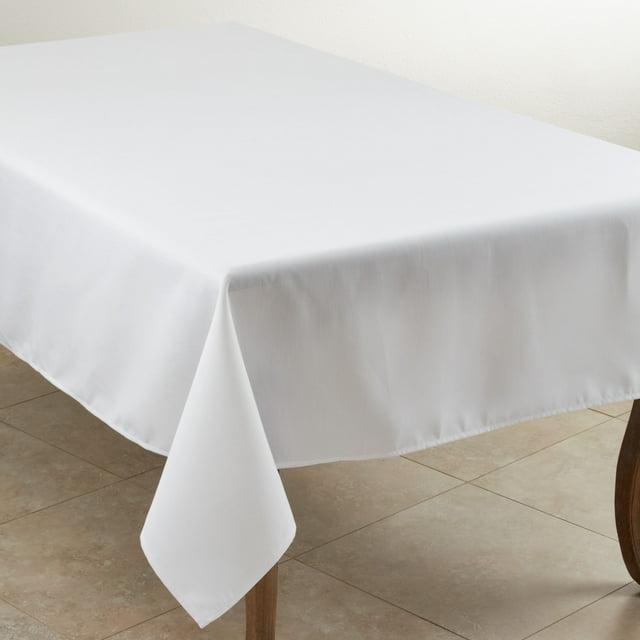 Saro Lifestyle Solid Color Everyday Tablecloth, White, 90" x 156"