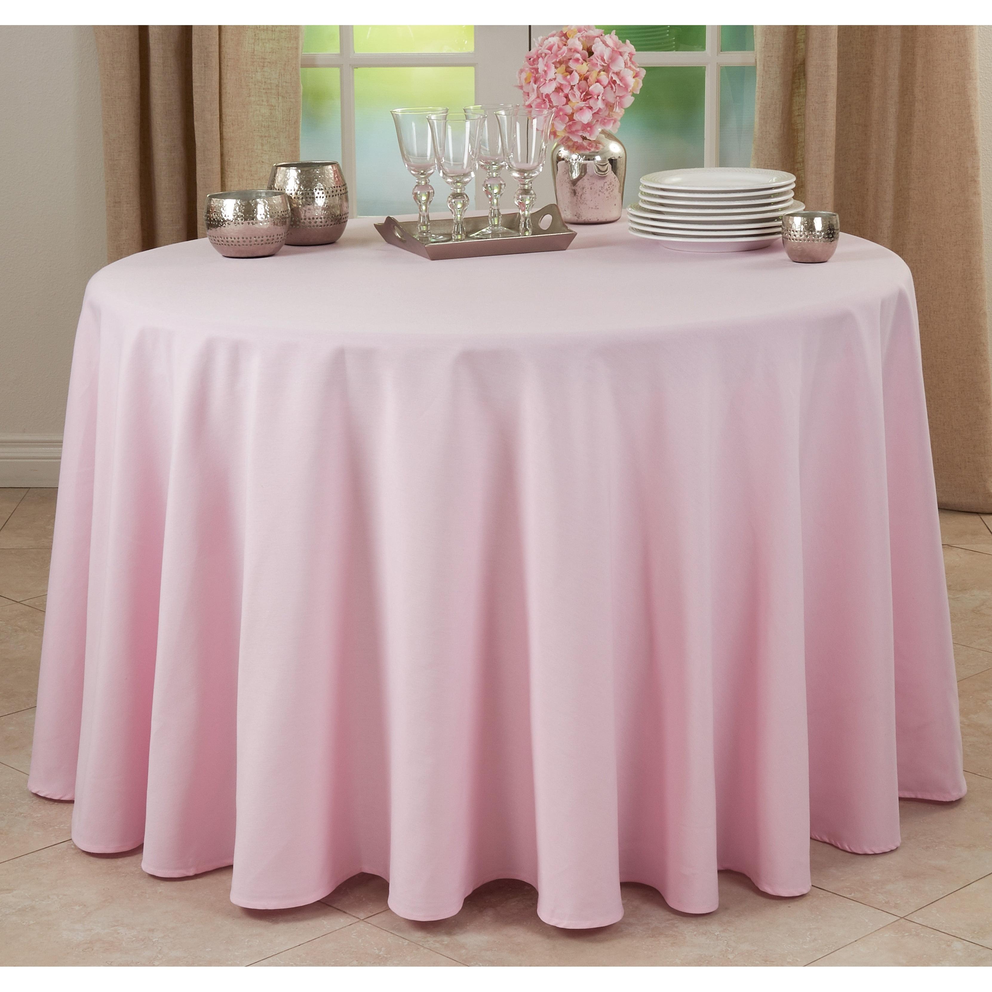 Saro Lifestyle Solid Color Everyday Tablecloth, Pink, 120" Round