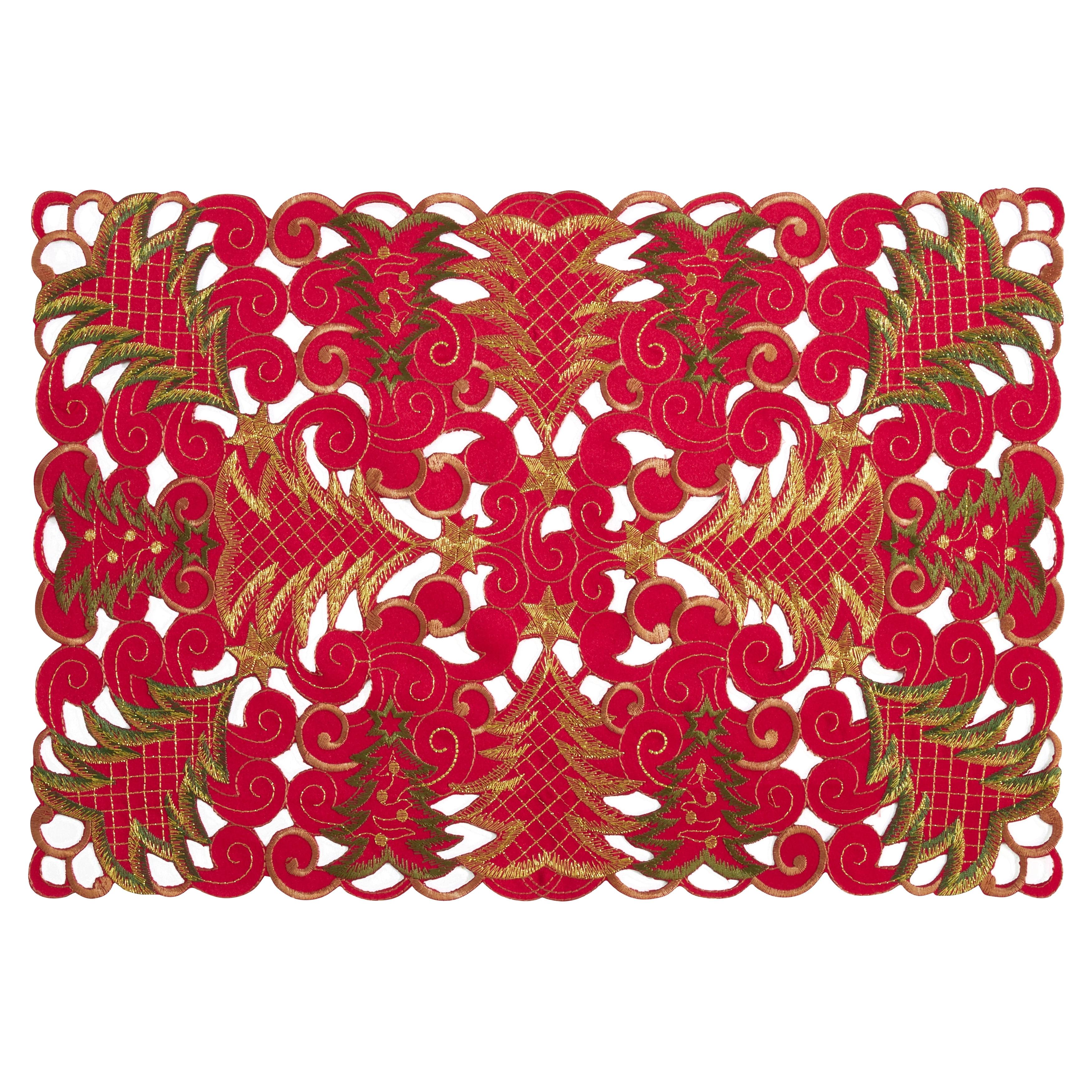 Saro Lifestyle Christmas Tree Cutwork Placemat (Set of 4)