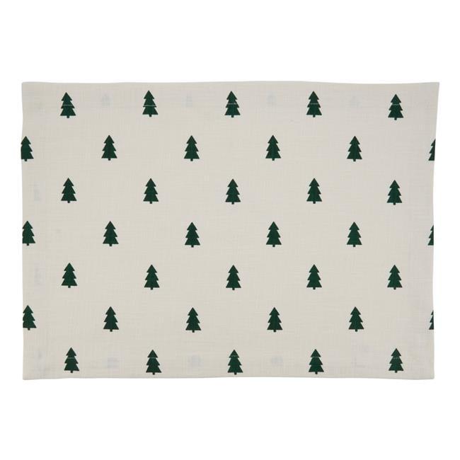 Saro Lifestyle Saro Lifestyle Christmas Tree Design Table Mats (Set of 4), Ivory, 14"x20"