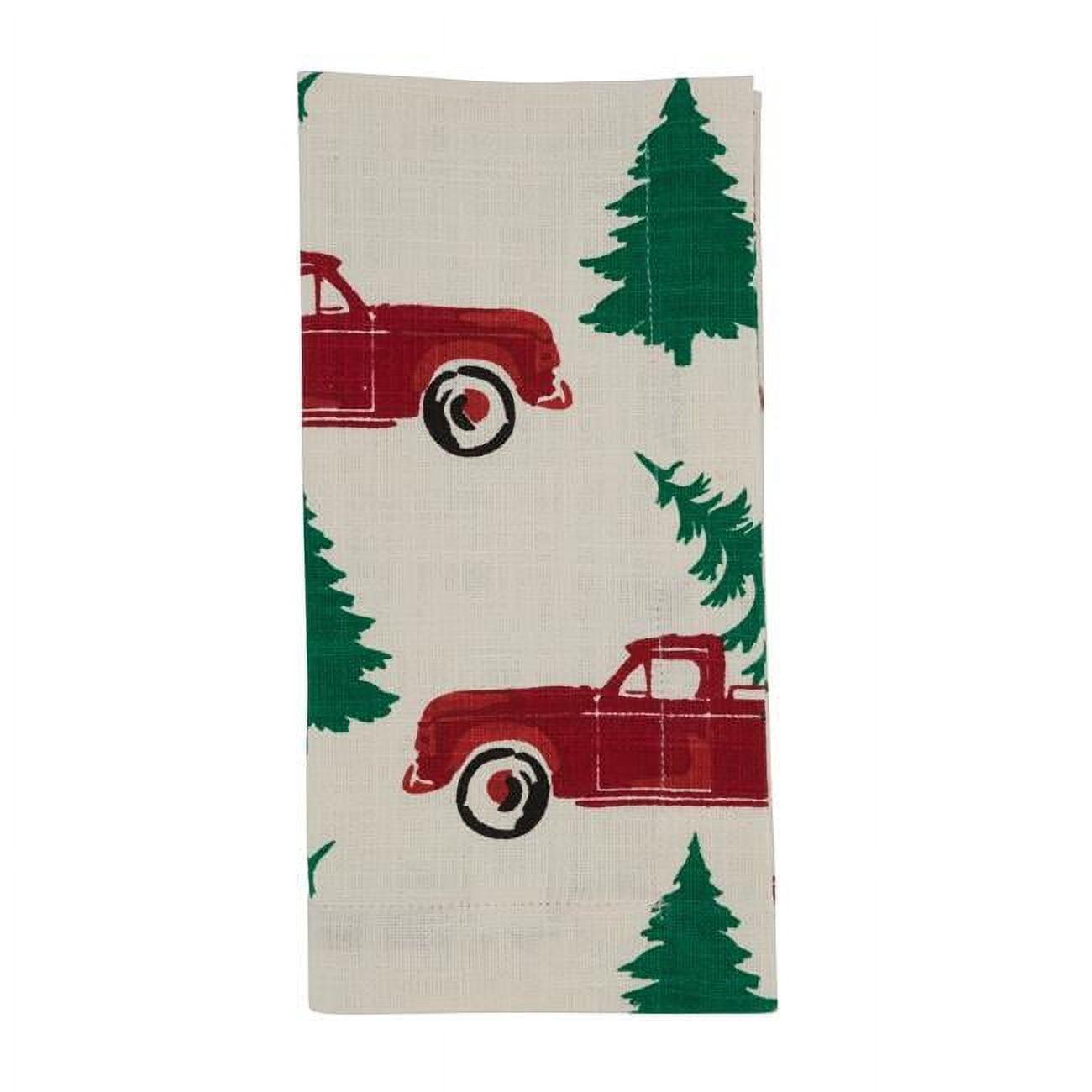 Red Truck and Tree Christmas Cotton Napkins Set