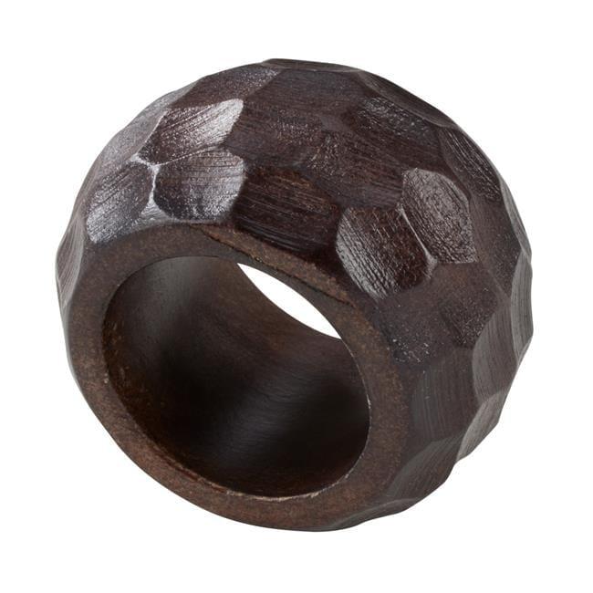 Saro Lifestyle Chunky Wood Dinner Napkin Rings (Set of 4), Coffee