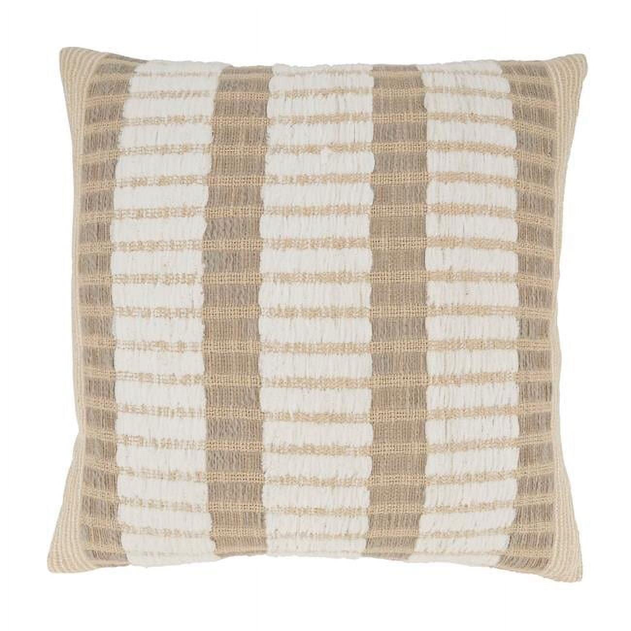 Natural Woven Striped Square Throw Pillow 20"