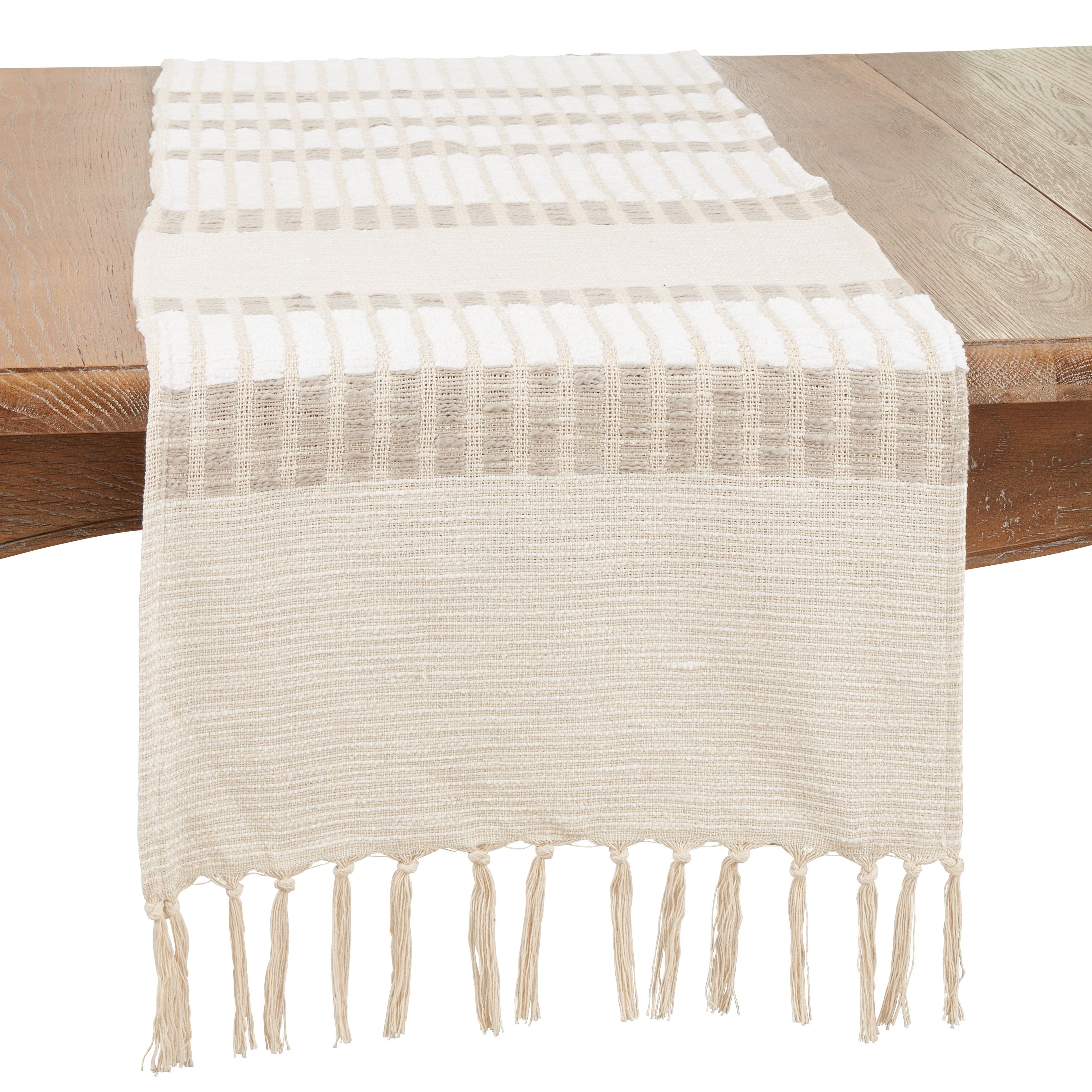 Saro Lifestyle Classic Charm Stripe Table Runner, 16"x72", Beige