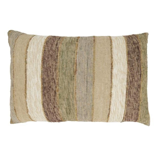 Beige and Brown Striped Cotton Pillow Cover 16"x24"