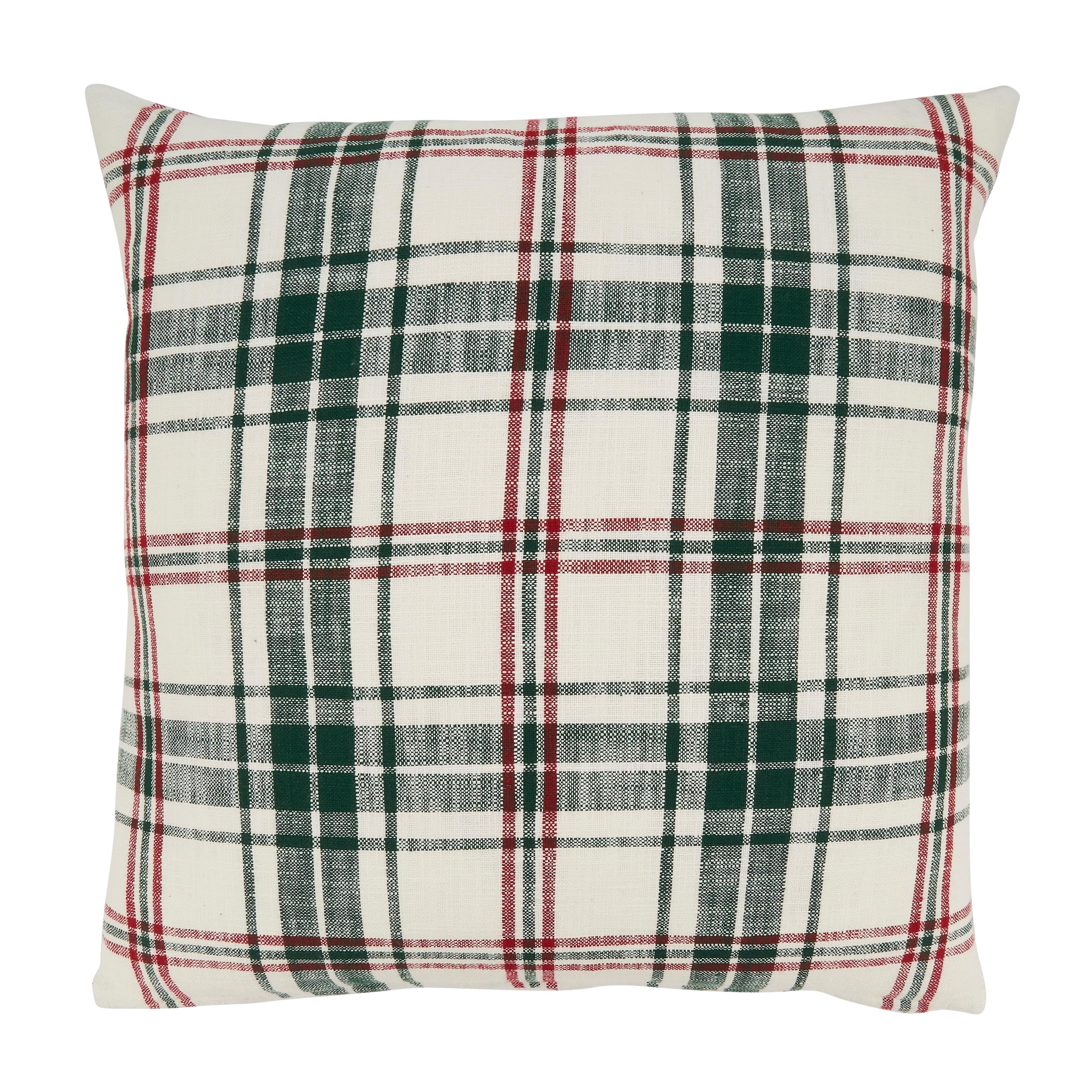 Saro Lifestyle Traditional Plaid Down Filled Throw Pillow