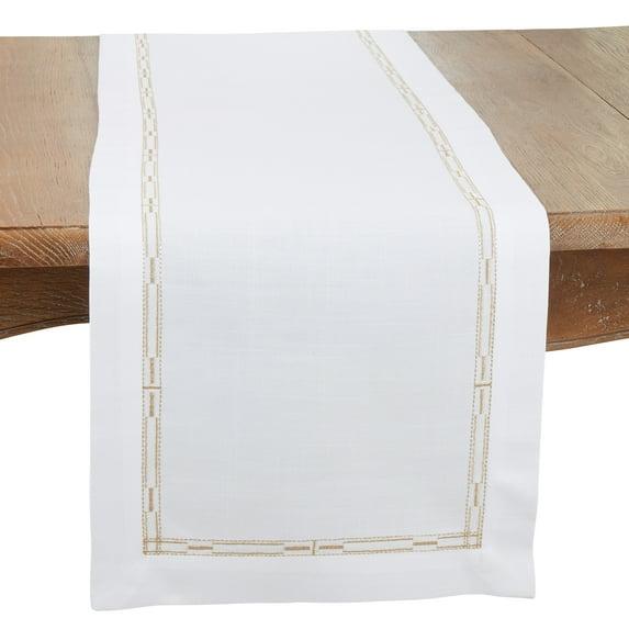 Saro Elegant Embroidery Table Runner With Delicate Border Design