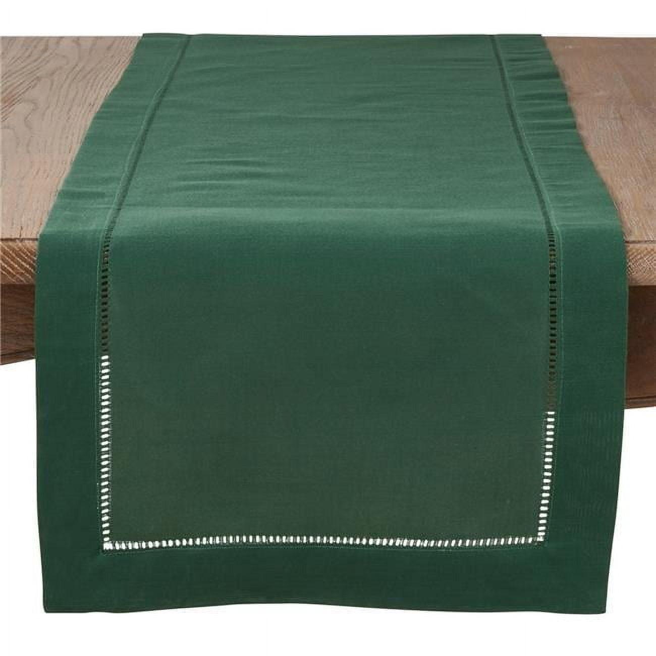 Saro Lifestyle Classic Hemstitch Border Table Runner, Jasper Green, 16" x 90"