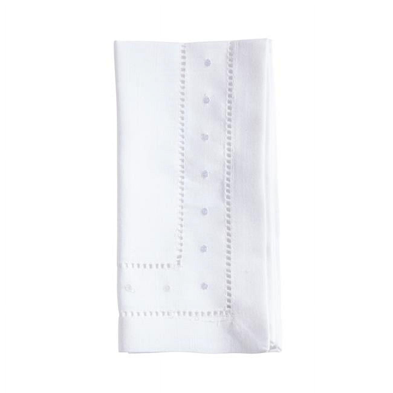 White Hemstitch Embroidered Border Dinner Napkins, 20" Set of 12