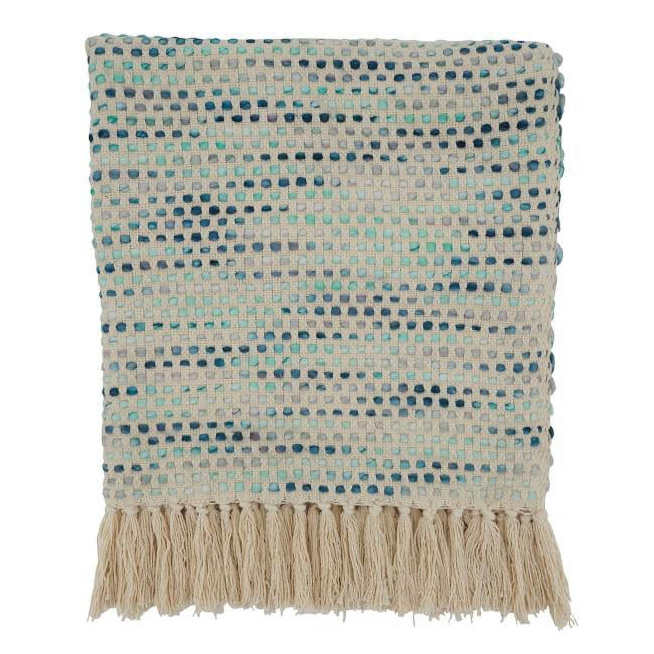 Confetti Design Gray and Blue Woven Throw Blanket