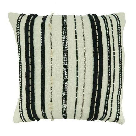 Saro Evelyn Collection Fringed Cotton Throw Pillow