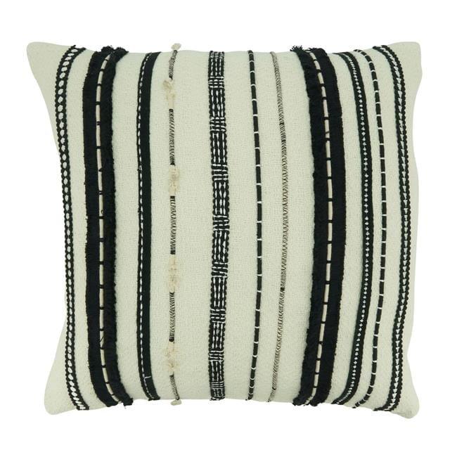 Saro Lifestyle Cord Applique  Decorative Pillow Cover, Black, 18"