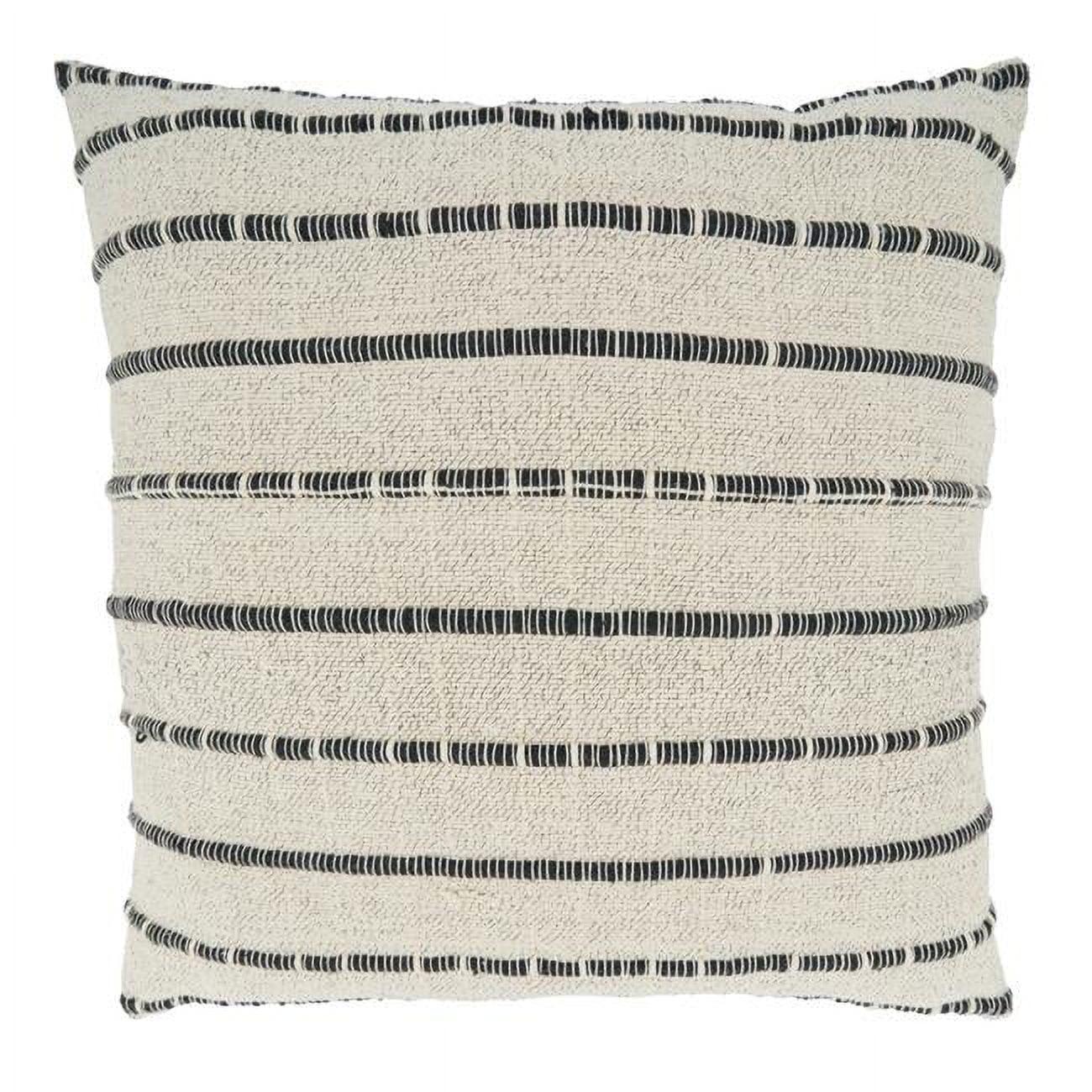 Saro Chic Corded Ivory & Black Cotton Throw Pillow Cover