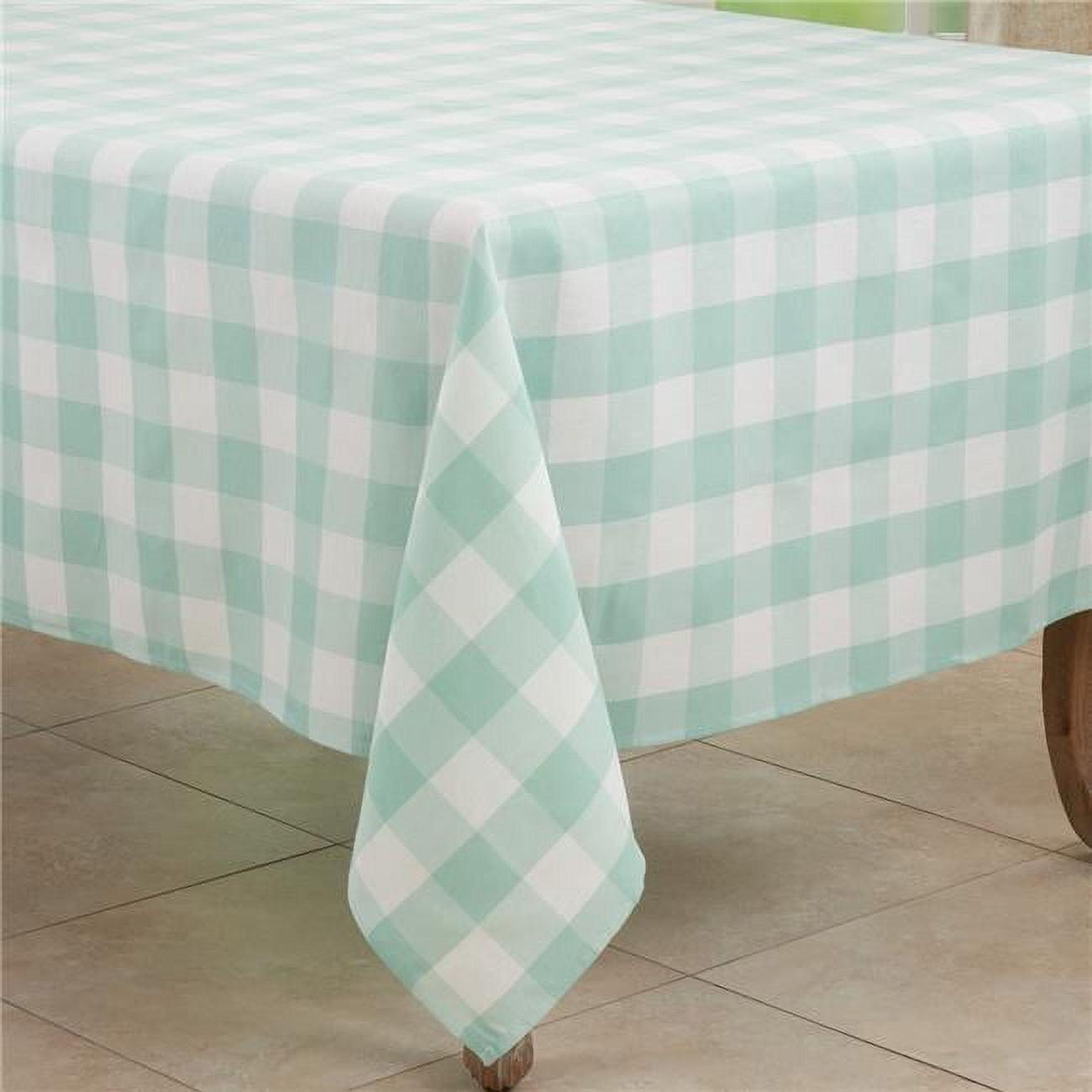 Square Blue Cotton Blend Buffalo Plaid Tablecloth