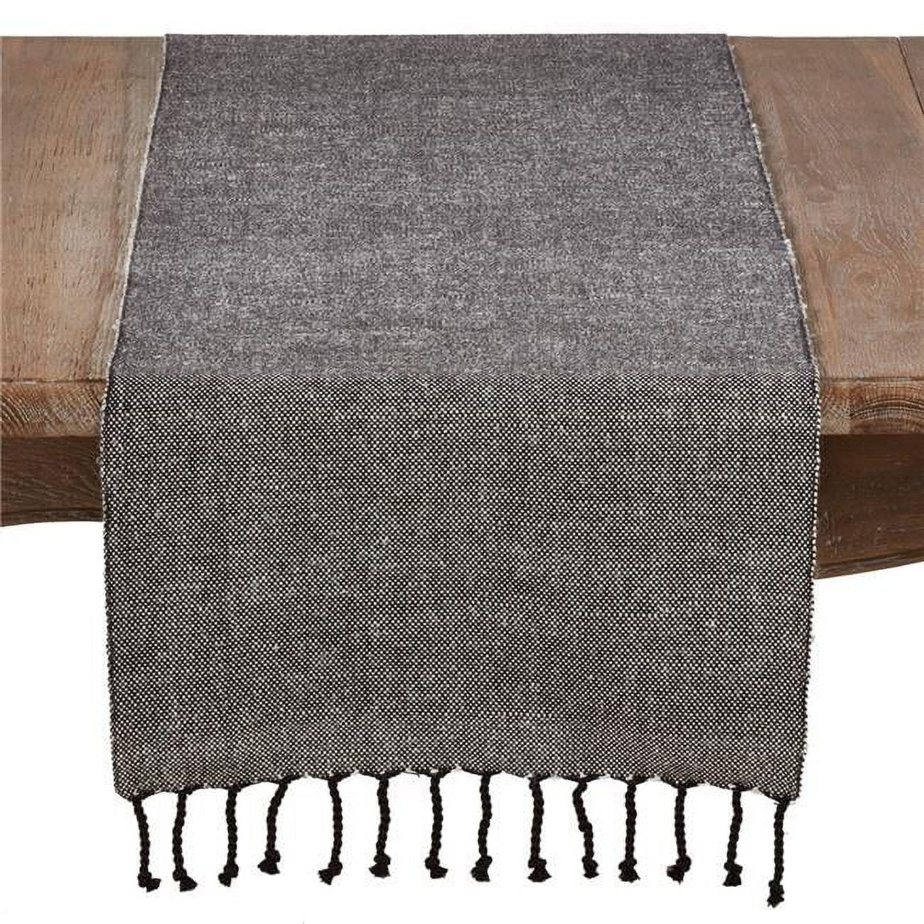 Saro Lifestyle Cotton Blend Table Runner With Solid Tasseled Design