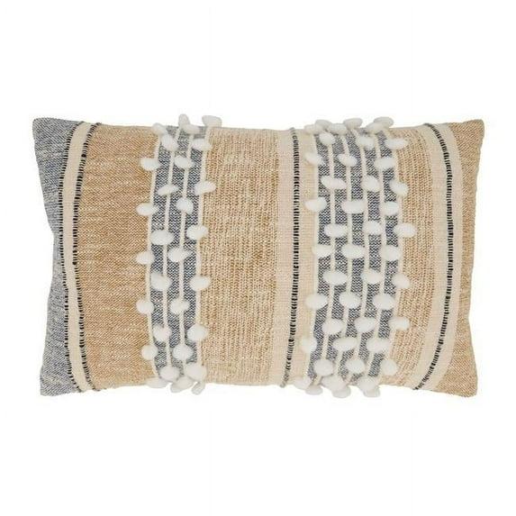 Saro Yari Collection Striped Cotton Throw Pillow