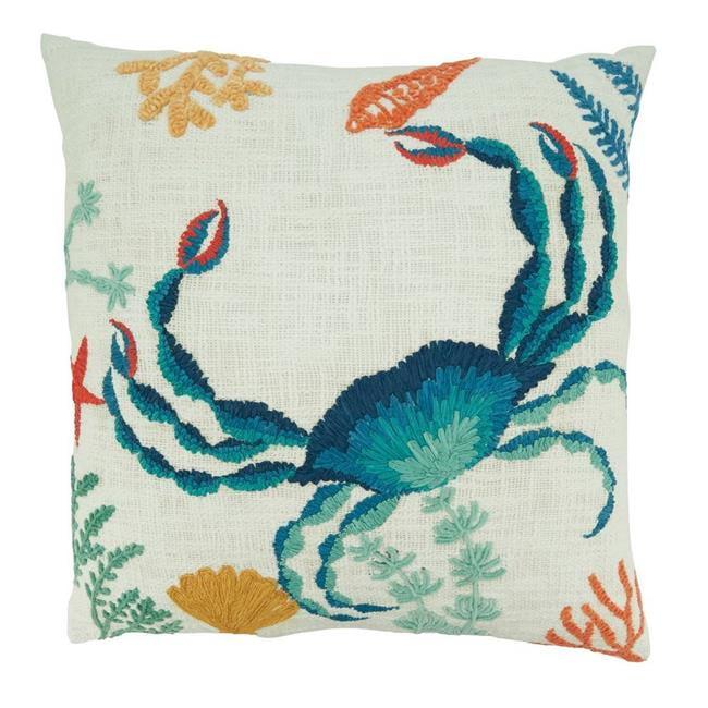 Saro Poseidon Collection No Pattern And Not Solid Color Cotton Throw Pillow