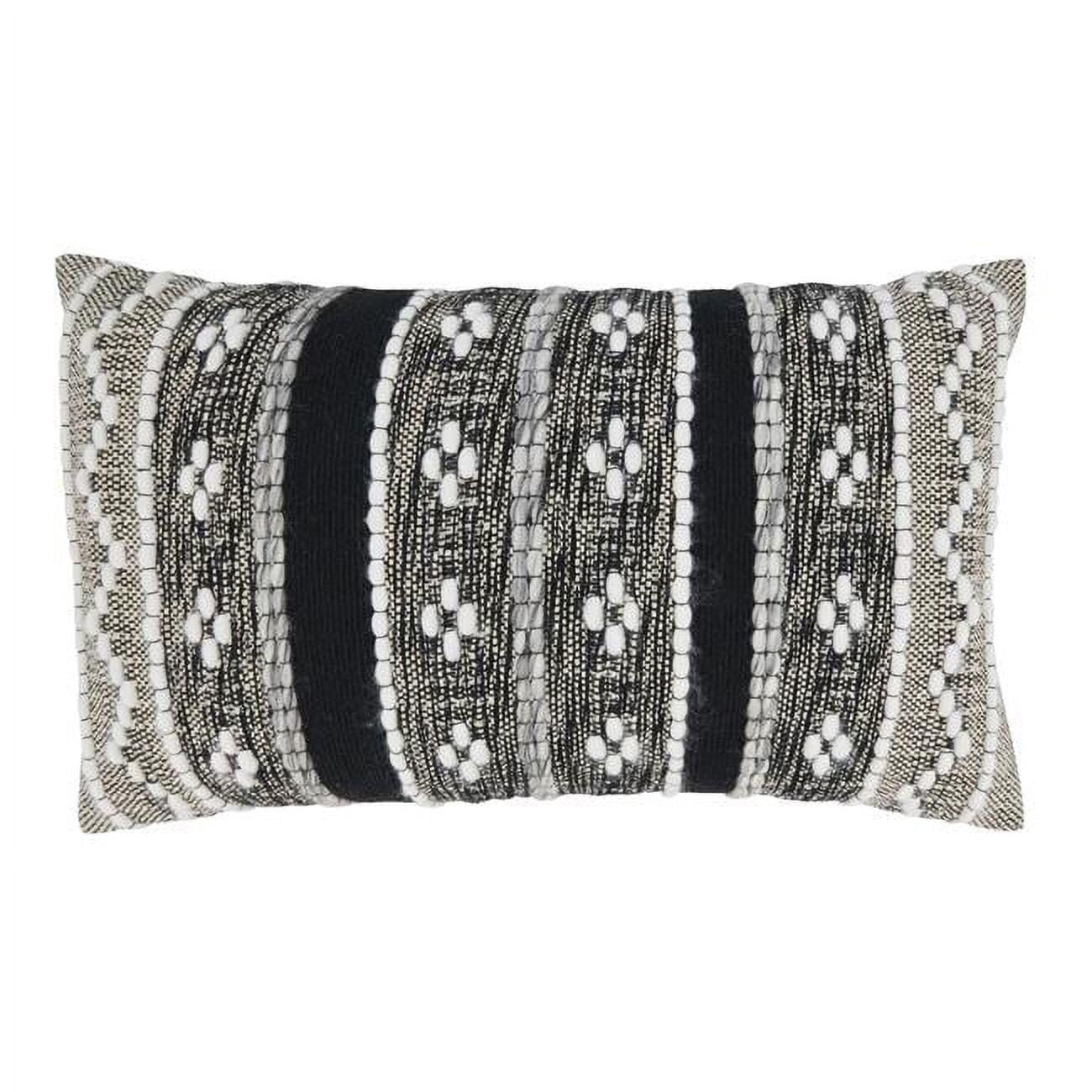 Black and White Rectangular Cotton Down Throw Pillow