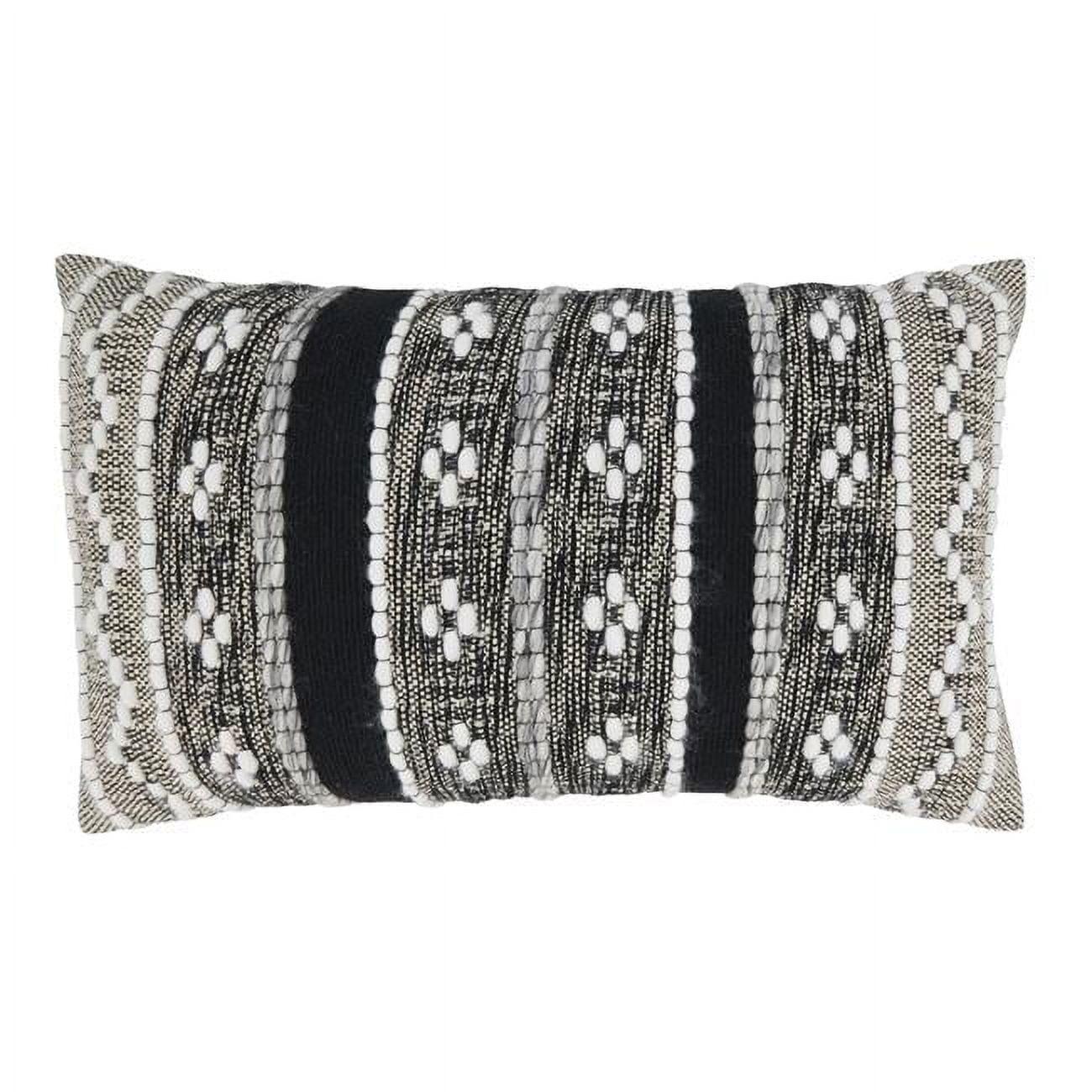 Saro Lifestyle Crafted Multi-Pattern Poly Filled Throw Pillow, Black, 14"x23"