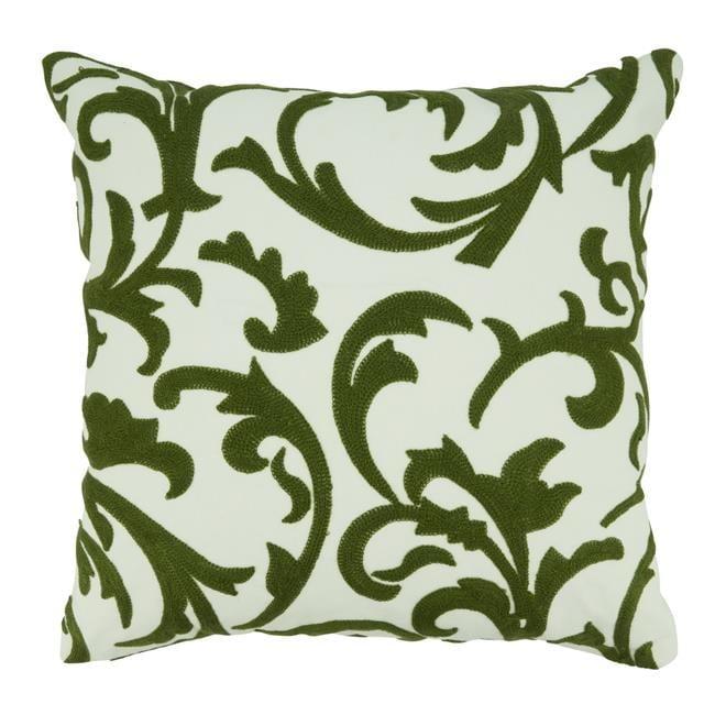 Saro Lifestyle Down-Filled Crewel Embroidery Throw Pillow