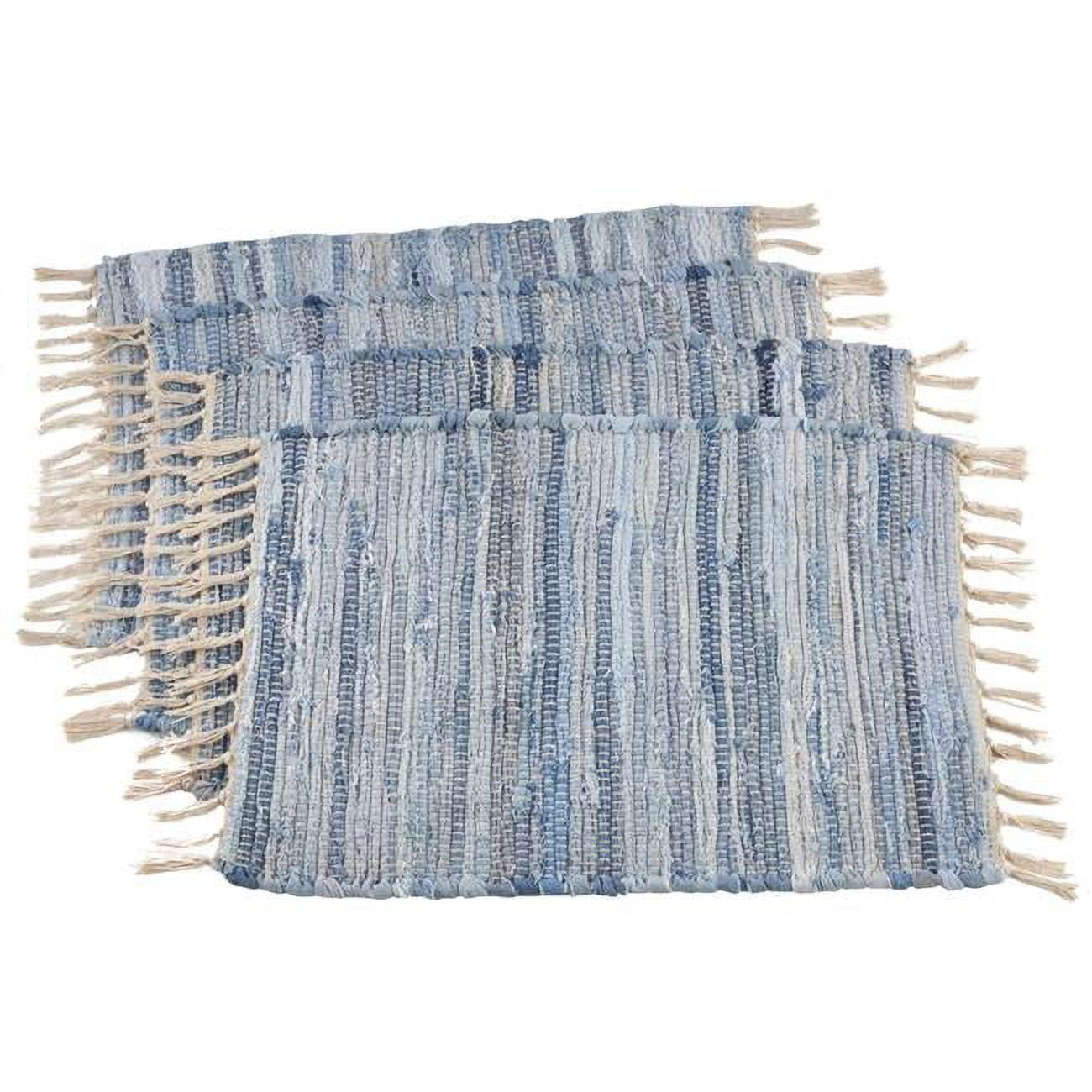 Denim Blue Cotton Chindi 14x20 Inch Placemats, Set of 4