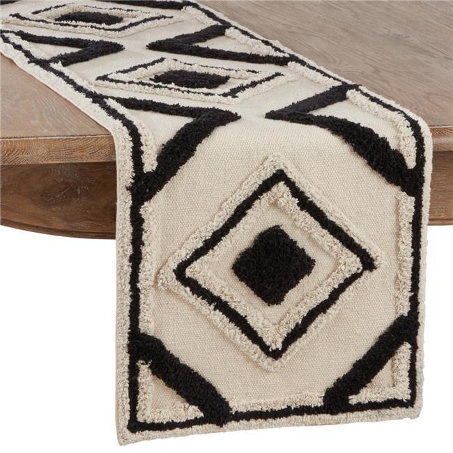 Saro Lifestyle Diamond Design Shag Table Runner