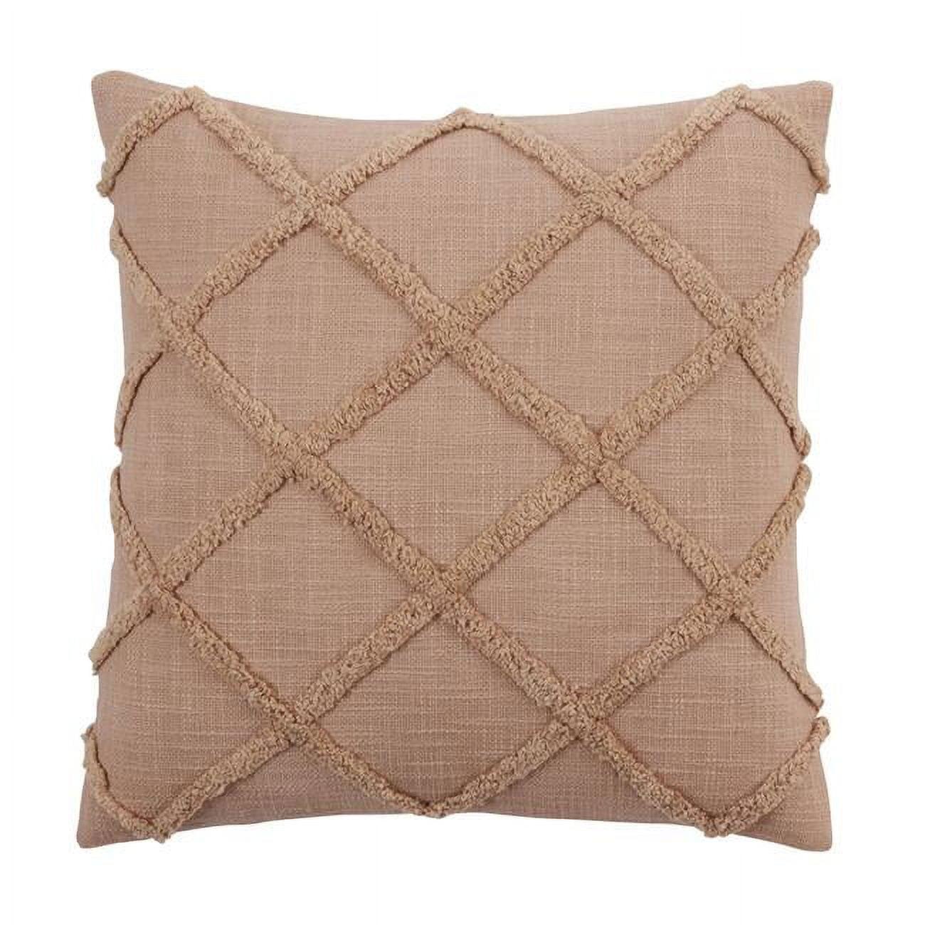 Saro Lifestyle Diamond Tufted  Decorative Pillow Cover, Natural, 20" x 20"