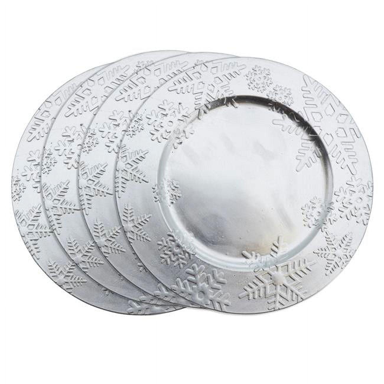 Saro Lifestyle Snowflake Design Christmas Holiday Decorative Charger Plate - set of 4 pcs