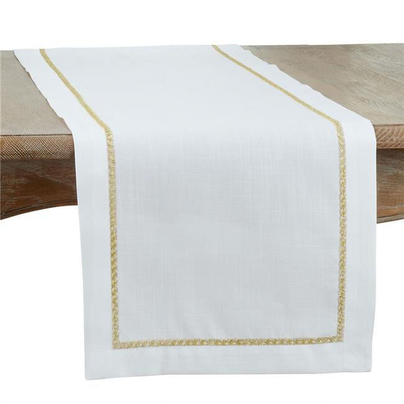 Saro Lifestyle Embroidered Border Dining Table Runner