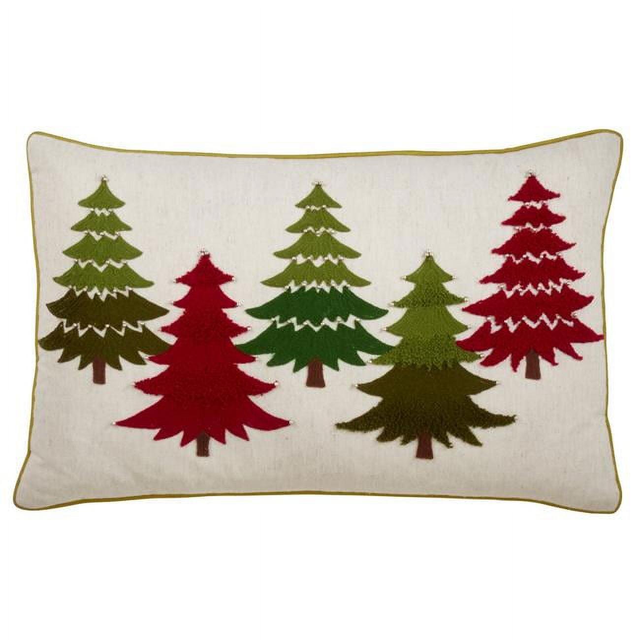 Saro Lifestyle Cotton Throw Pillow With Christmas Tree Embroidery And Poly Filling