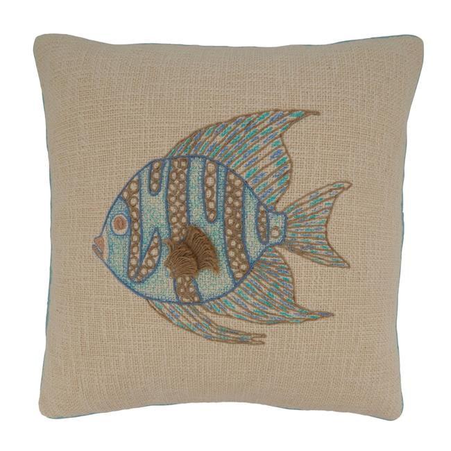 Saro Hermosa Collection Embroidered Cotton Throw Pillow