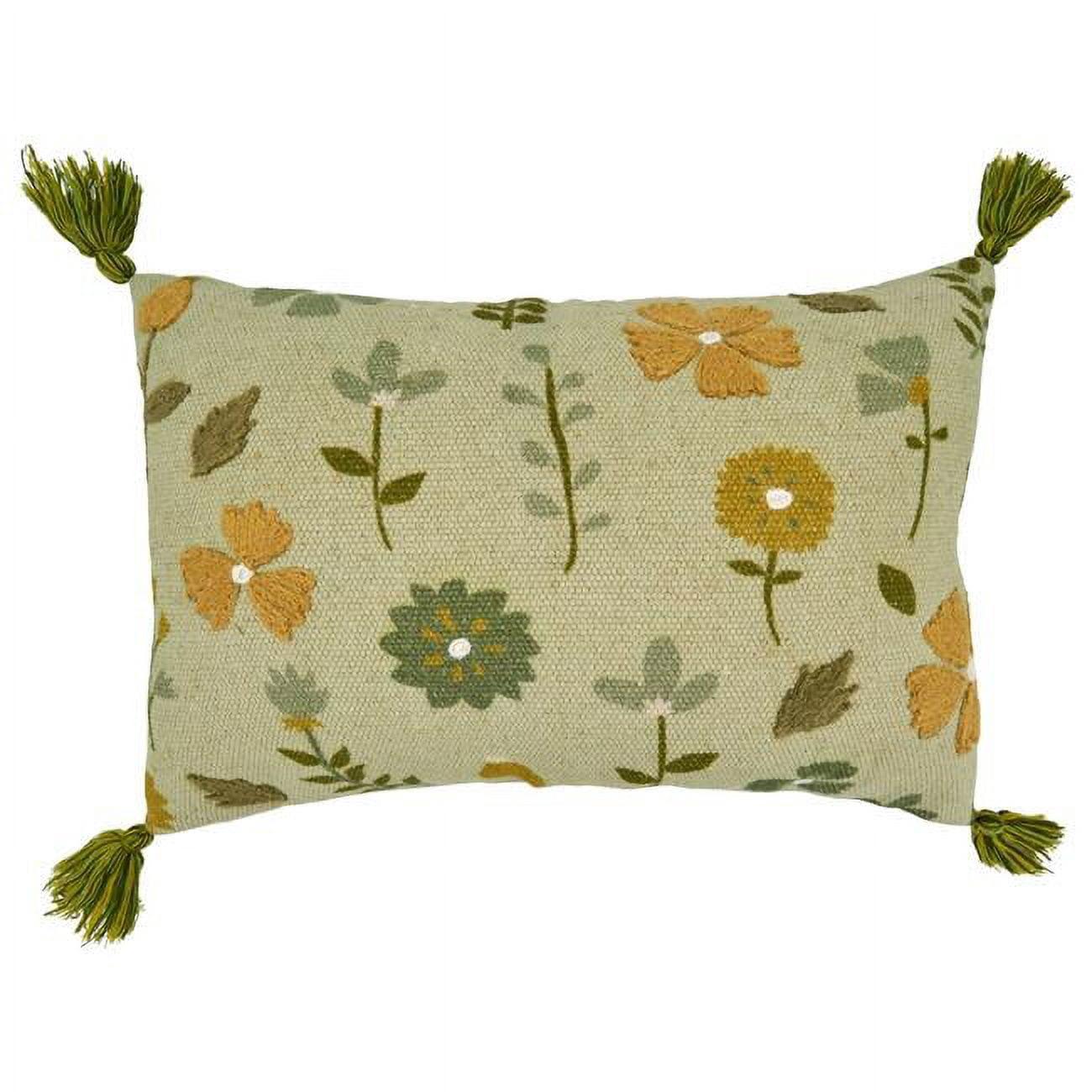 Saro Blossom Collection Floral Cotton Throw Pillow