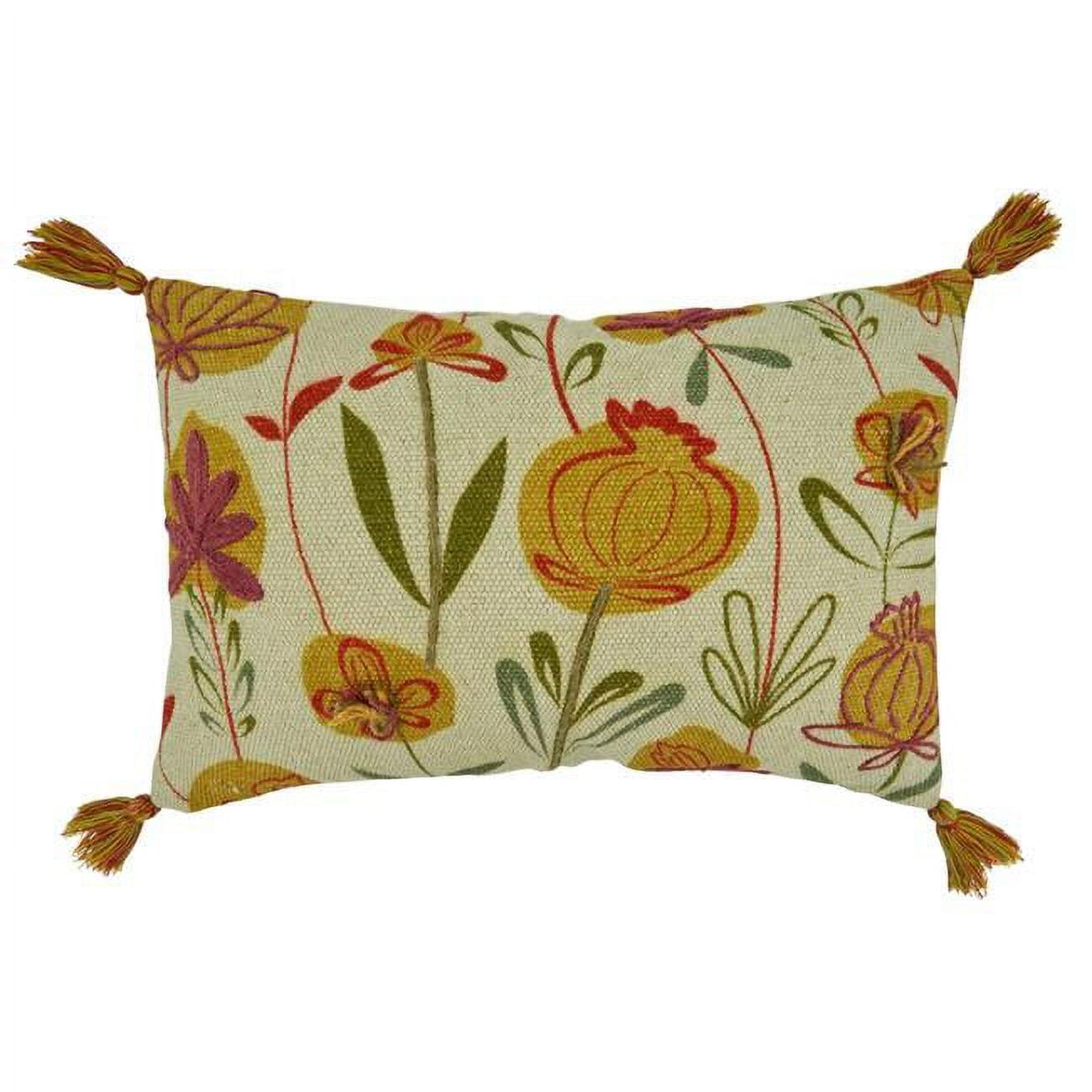 Saro Lifestyle Embroidered Flowers Design Throw Pillow With Down Filling