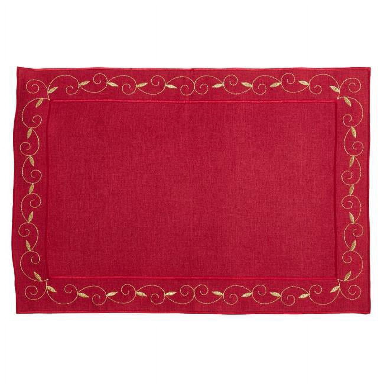 Red Embroidered Holiday Placemats Set of 4