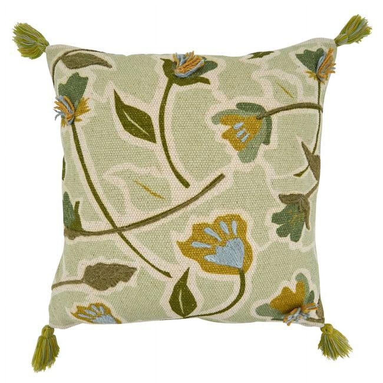 Saro Lifestyle Saro Lifestyle Large Floral Design Embroidered Pillow Cover