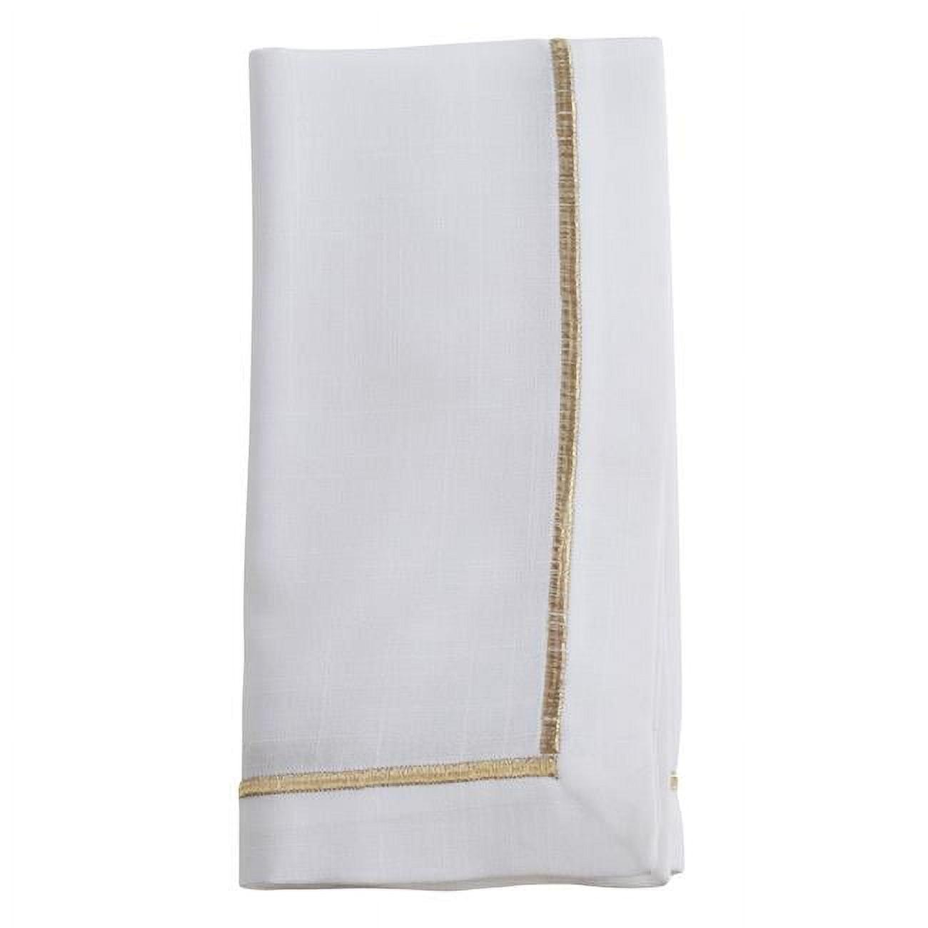 Gold Embroidered Line Design 20" Cotton Napkin Set