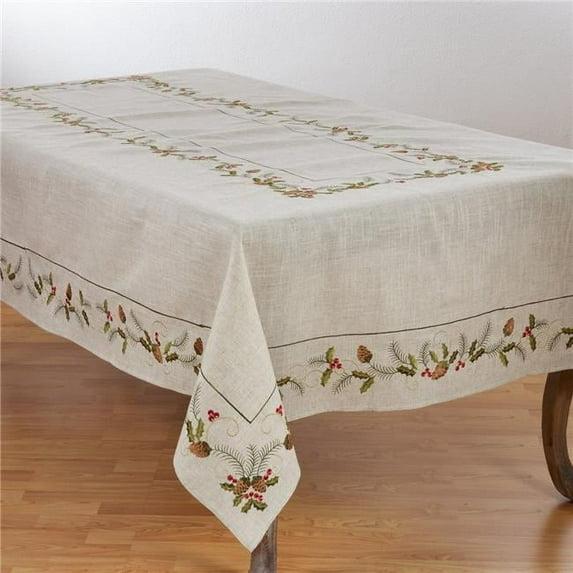 Saro Joyeuses Fêtes Floral Christmas Tablecloth