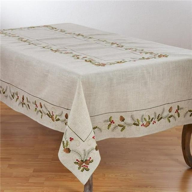 Saro Joyeuses Fêtes Floral Christmas Tablecloth