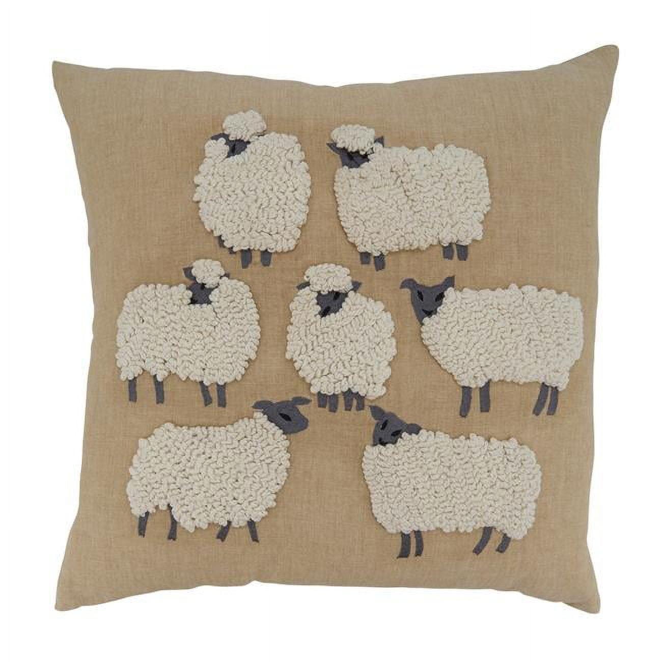 Saro Lifestyle Embroidered Sheep  Decorative Pillow Cover