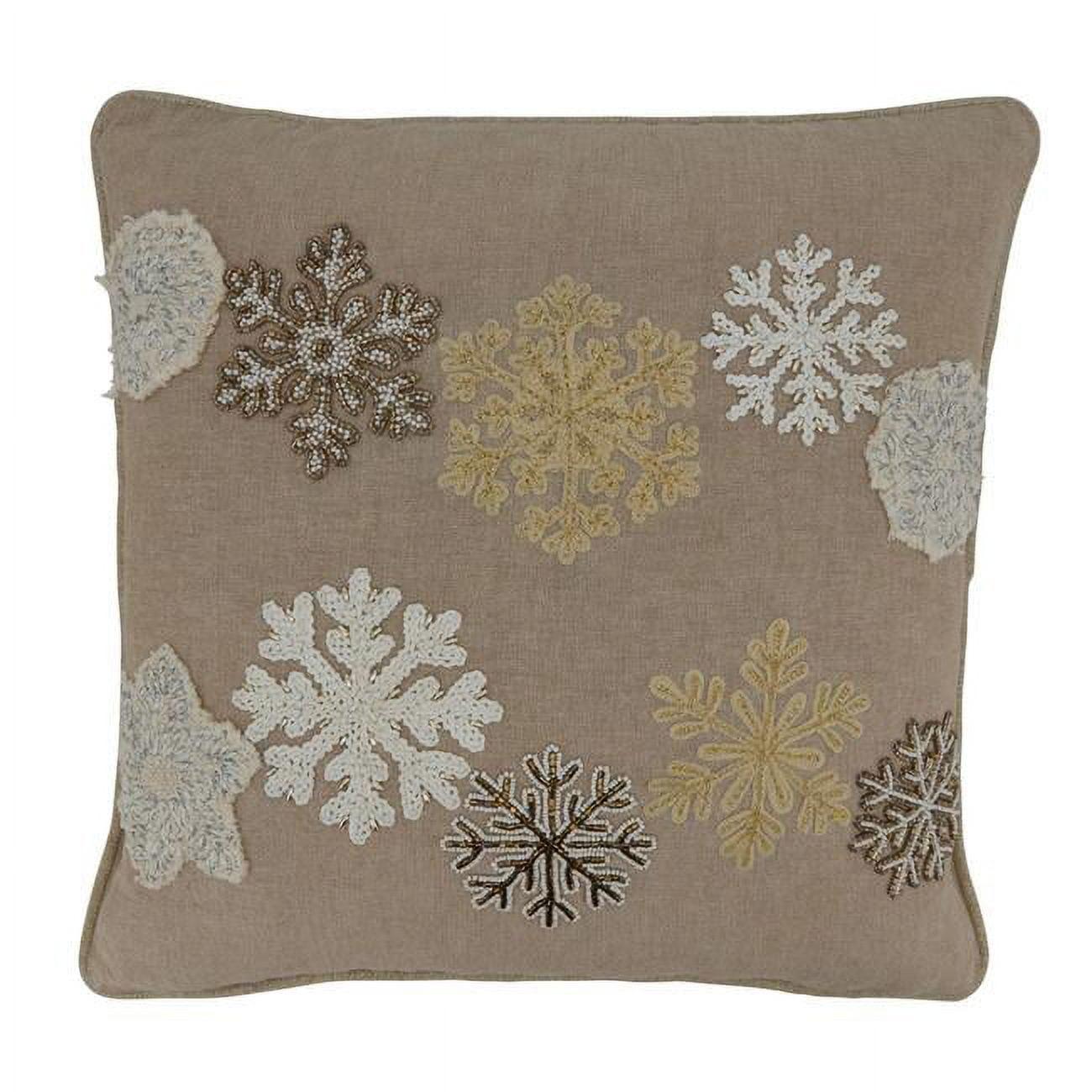 Natural Cotton Embroidered Snowflake Euro Pillow Cover