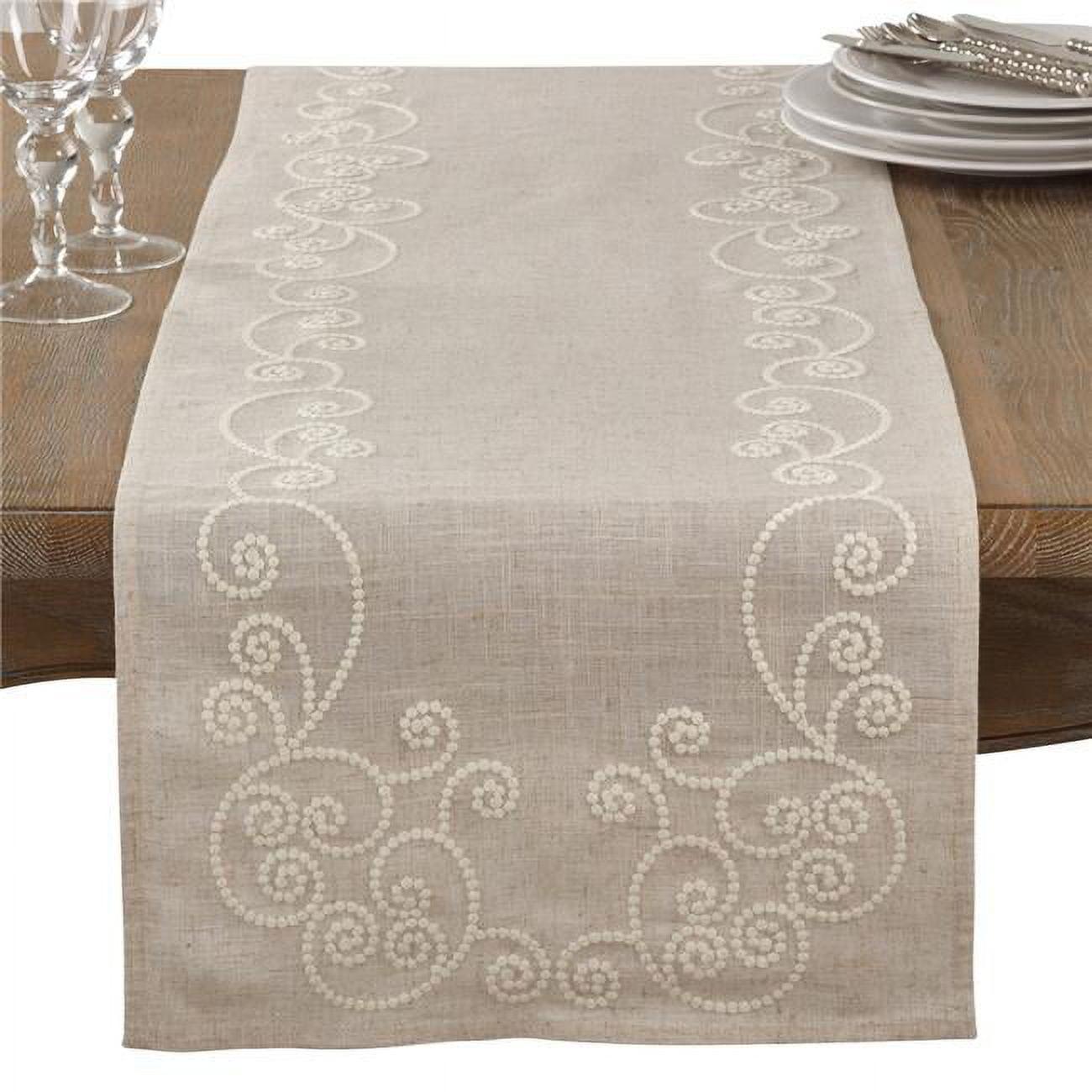 Saro Lifestyle Swirl Embroidered Table Runner