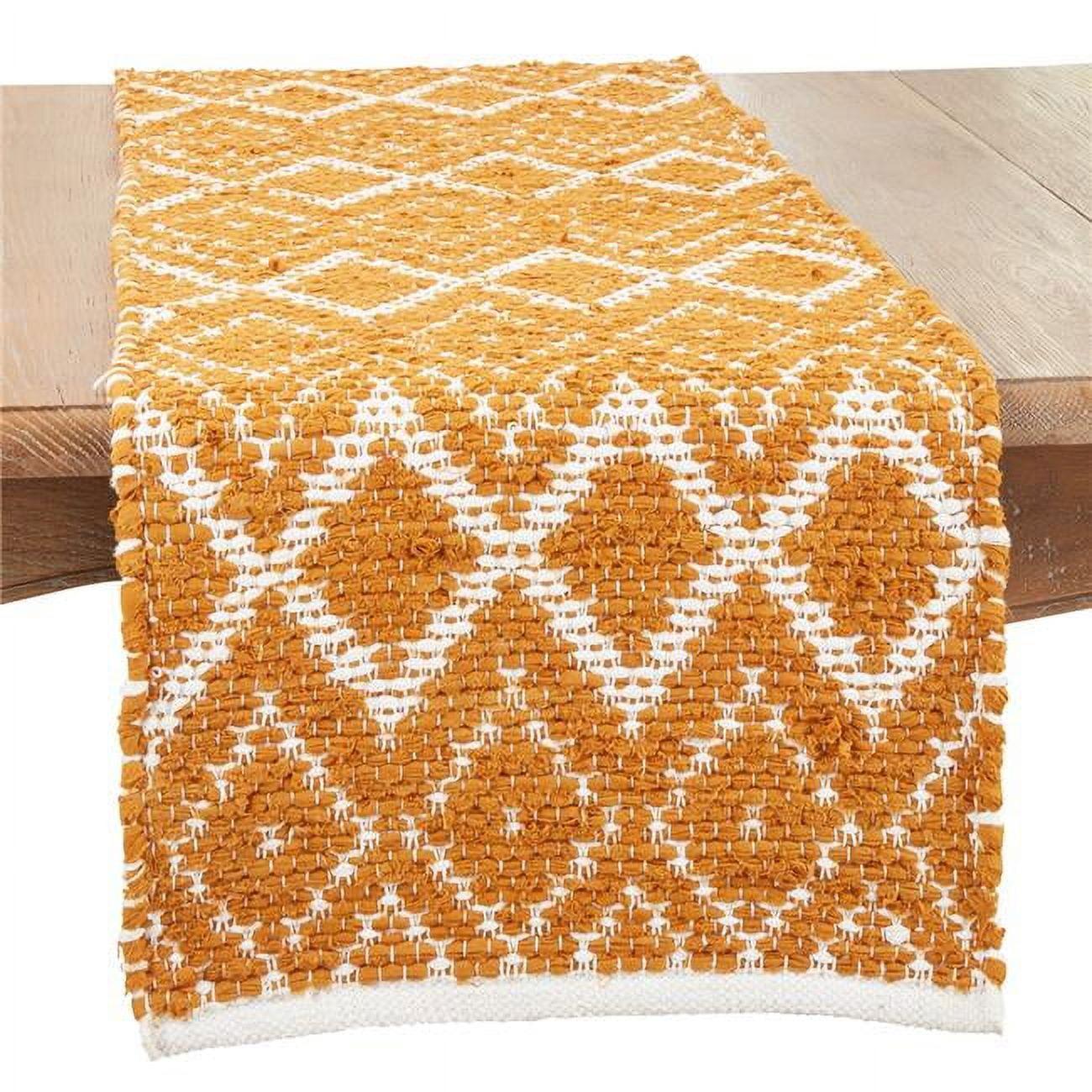 Saro Diamond Weave Chindi Table Runner