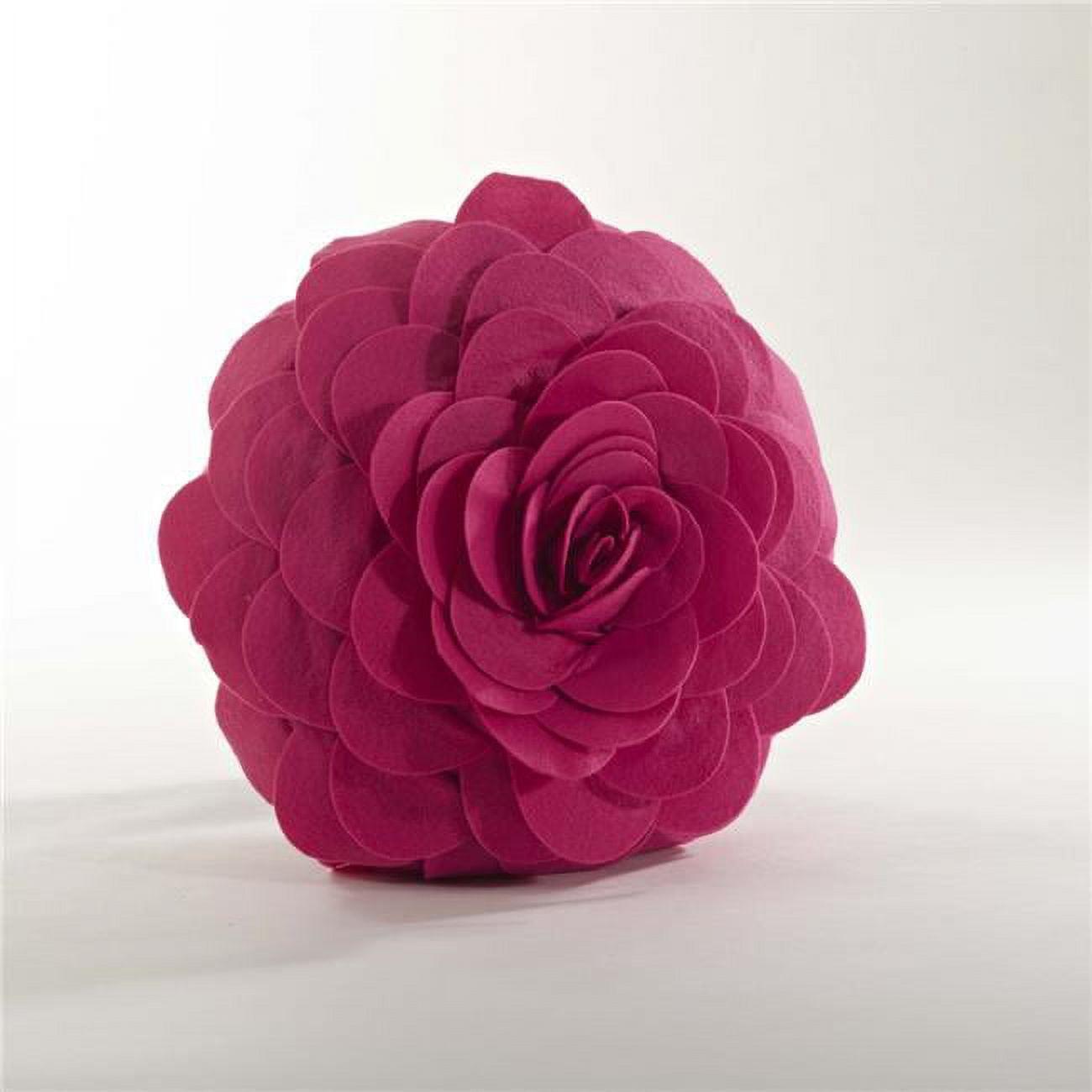 Saro Lifestyle FT095.FU16R 16 in. Rose Flower Design Poly Filled Throw Pillow, Fuchsia