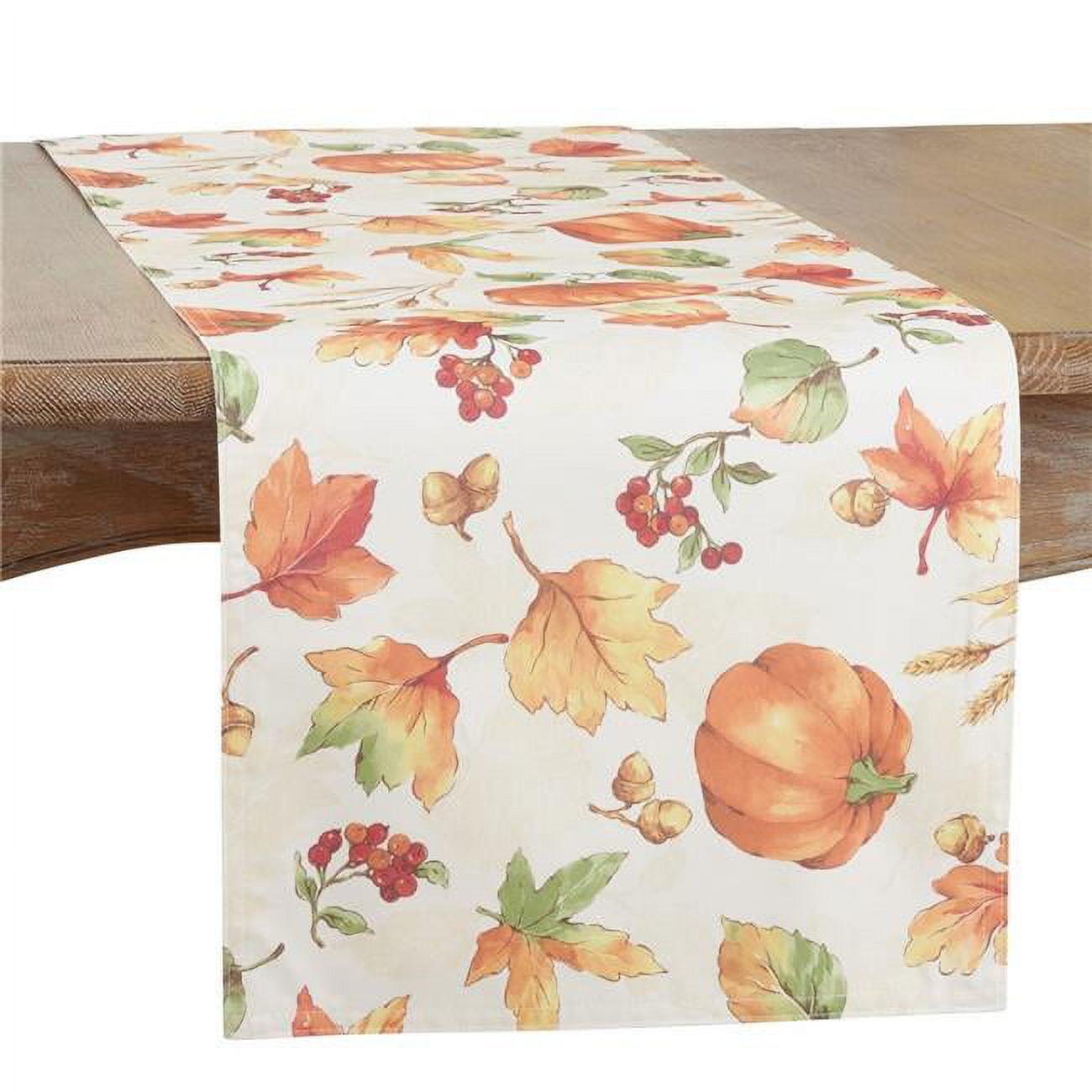 Autumn Leaves and Pumpkins Polyester Table Runner 16" x 54"