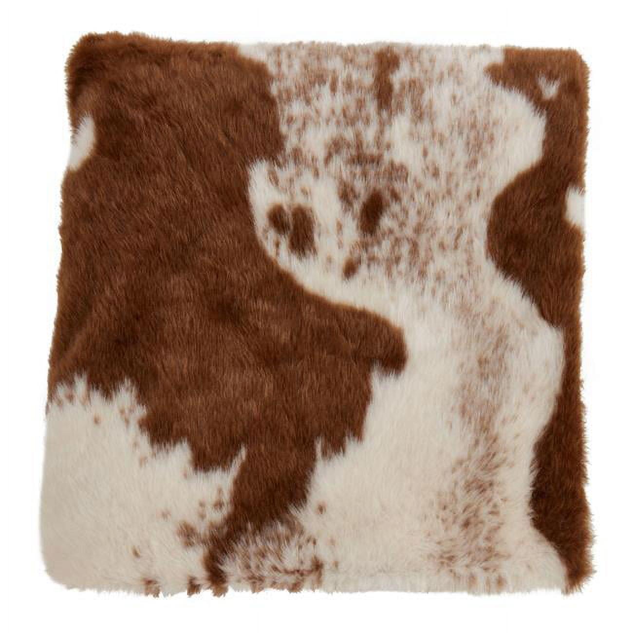 Brown and White Faux Fur Cow Hide Throw Blanket