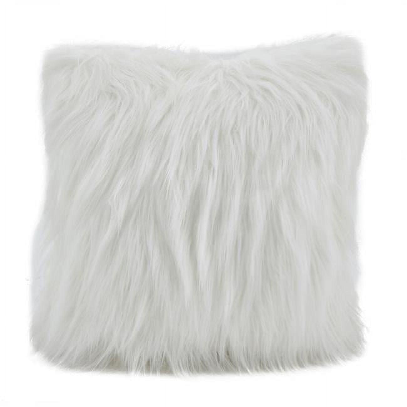 Ivory Faux Fur Long Hair Square Throw Pillow Set