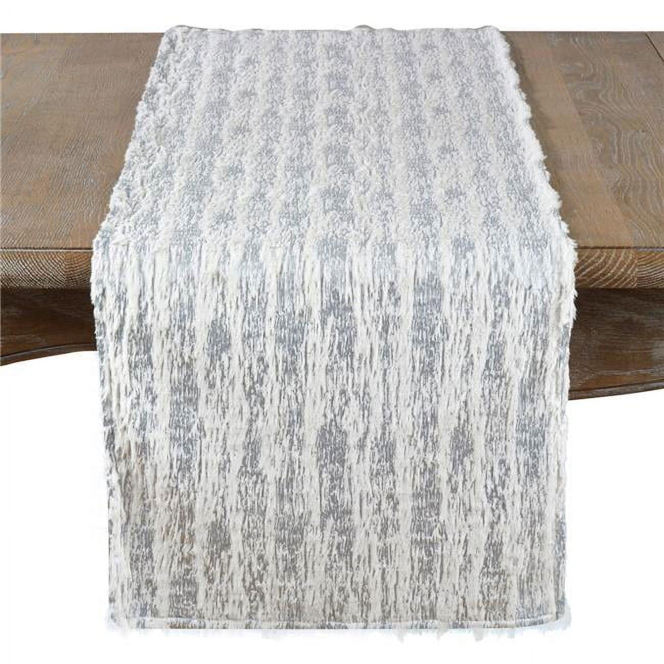 Saro Lifestyle Metallic Foil Print With Accented Faux Fur Runner