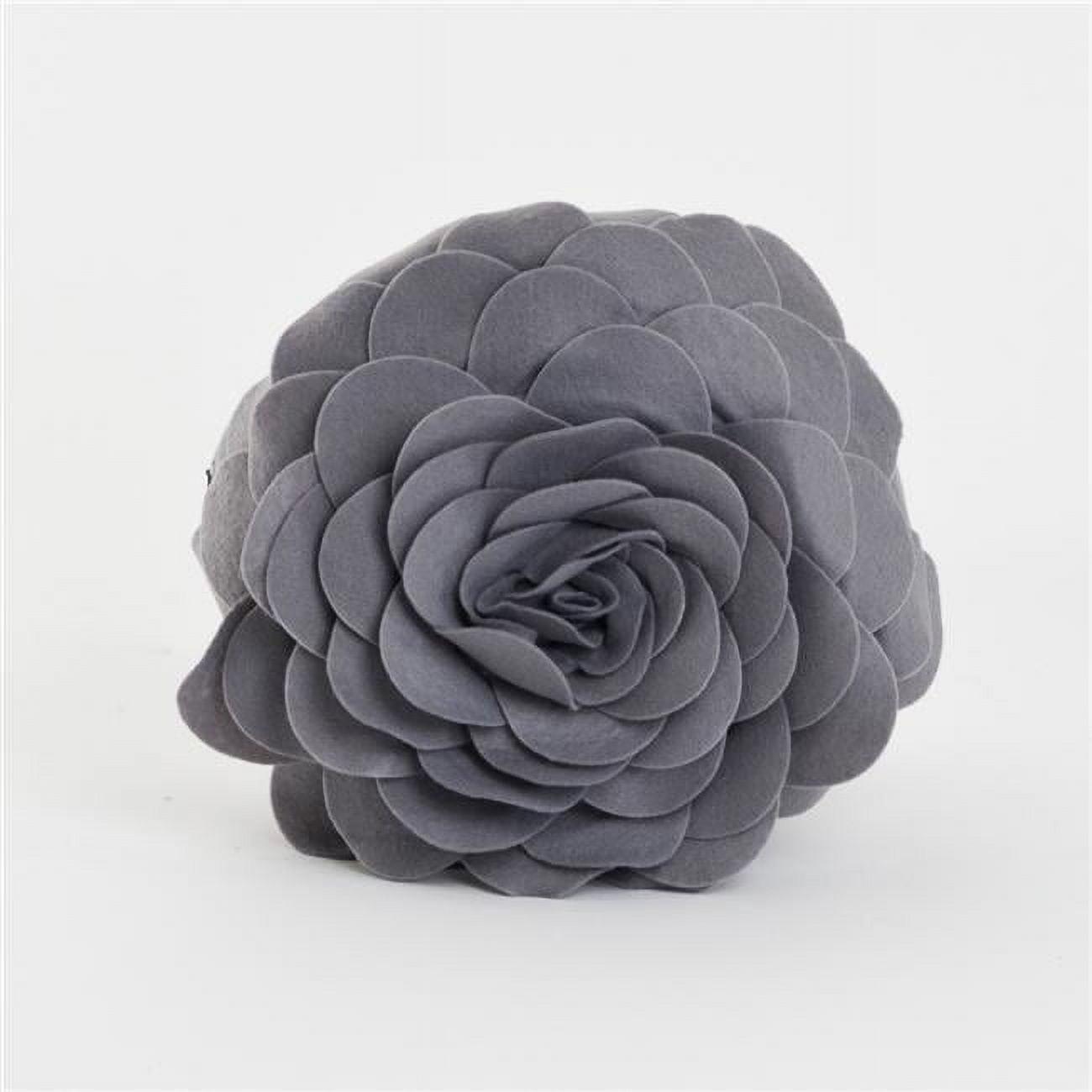 Flower Appliqued Felt Throw Pillow