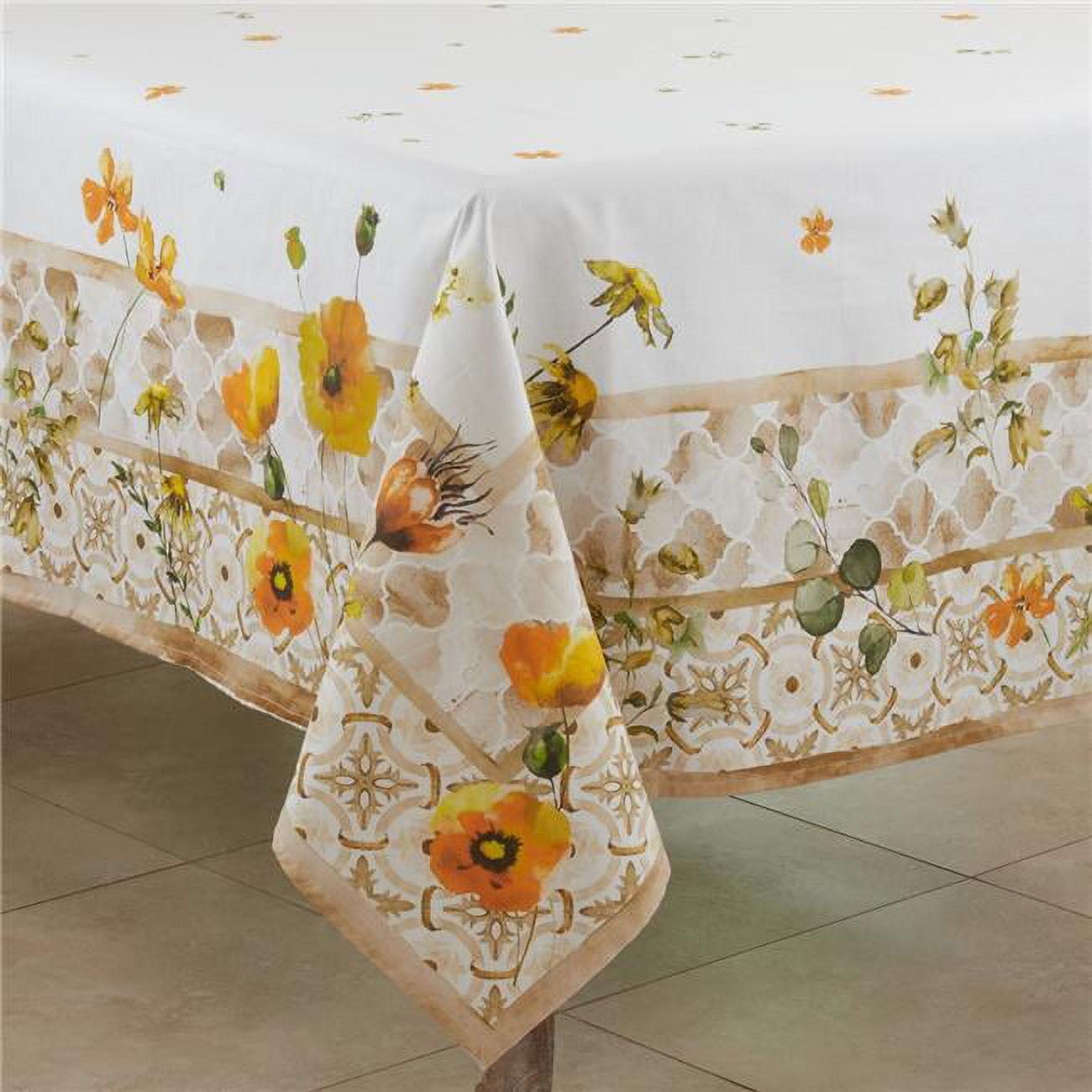 Square Floral 100% Cotton Tablecloth